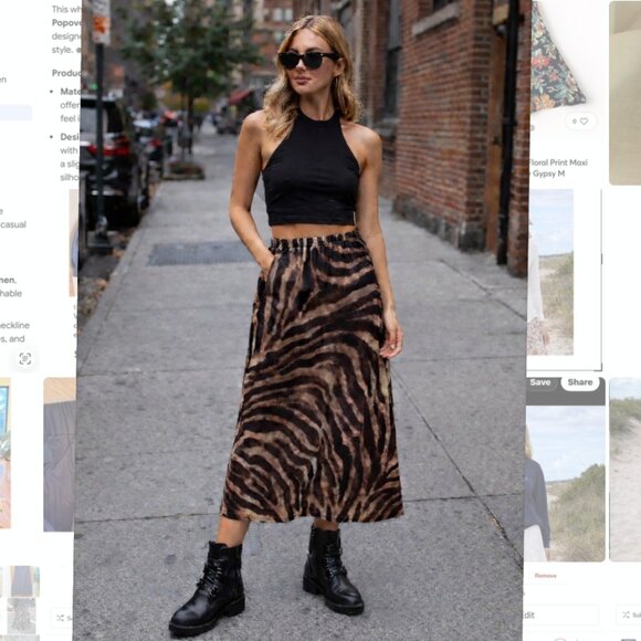 Mango Dresses & Skirts - WMNS M Mango MNG Animal Print Midi Slip Skirt BNWT elastic-waist brown zebra max